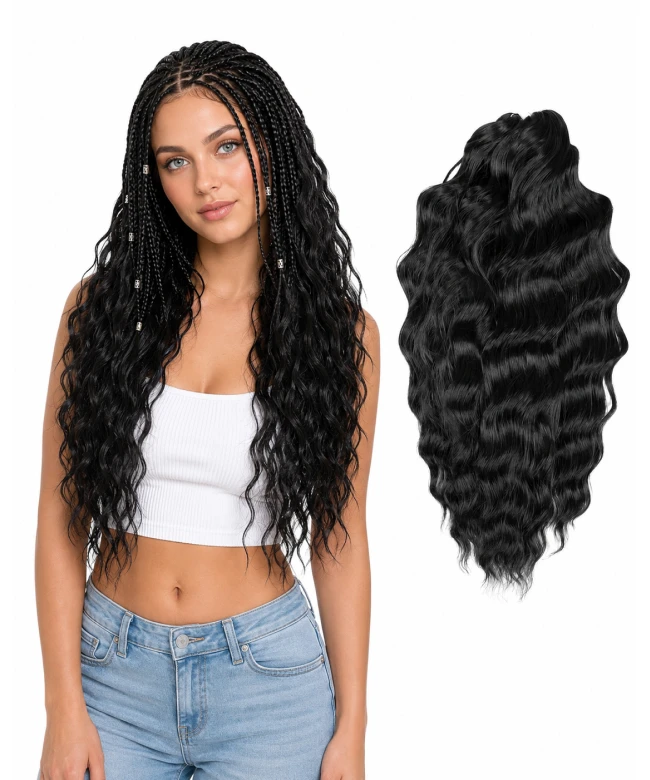 Curly Kanekalon - Natural Black (#1B) - 60 cm - 100 g